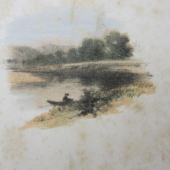 Color Lithograph Print Row Boat On Meadows North Conway New Hampshire Antique - Picture 7 of 15